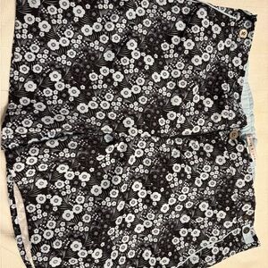 Parke & Ronen Light Blue and Black Floral Shorts